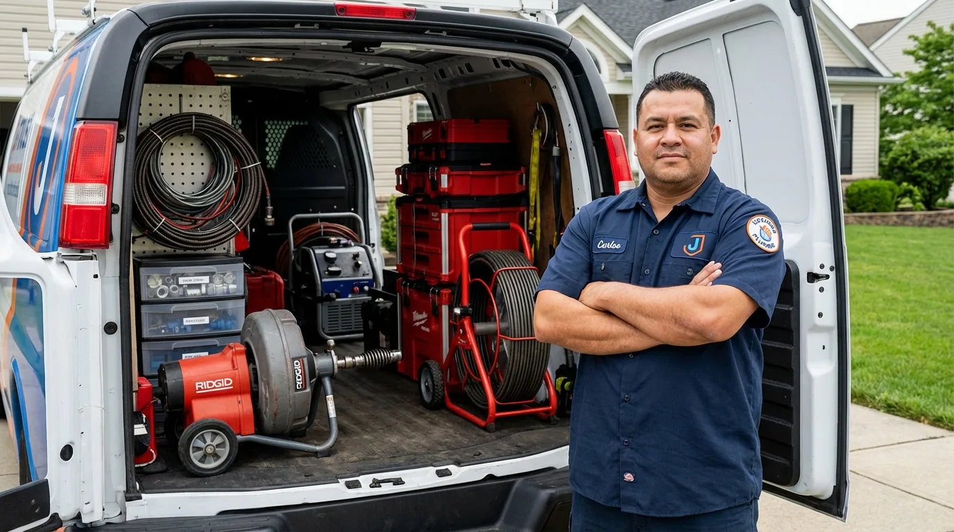 Professional drain cleaning equipment and Johns Plumbing LLC plumber in Sac City