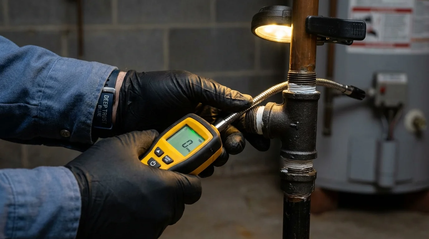 Gas leak detection with electronic sniffer by Johns Plumbing LLC in Sac City