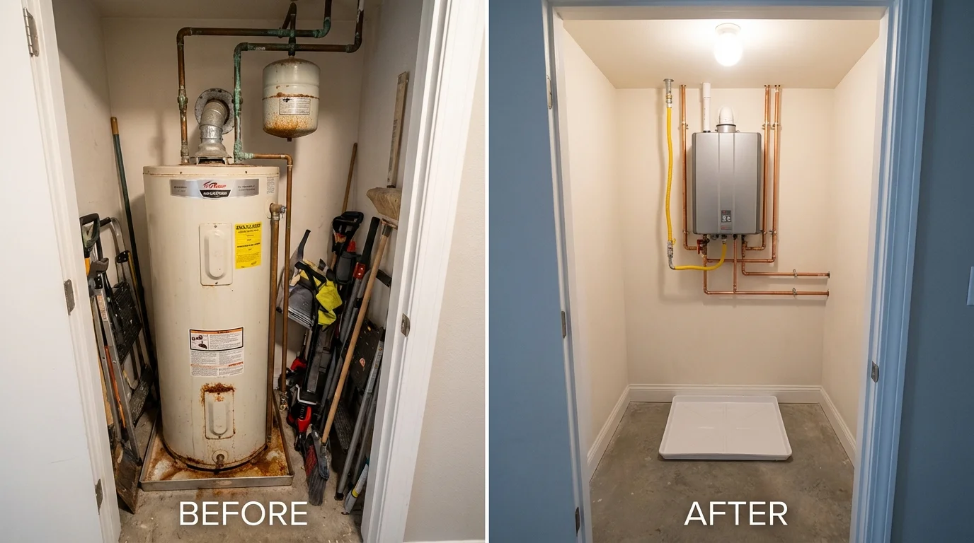 Tank water heater versus wall-mounted tankless unit comparison for Sac City, IA homeowners