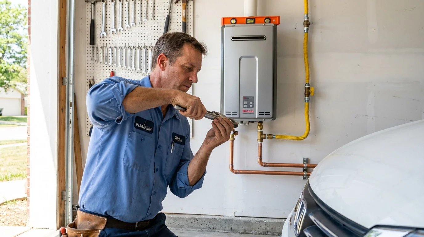 Tankless water heater installation by a Johns Plumbing LLC plumber in Sac City